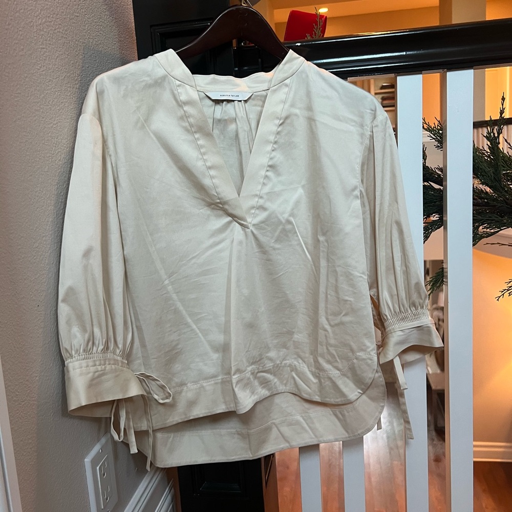 Rebecca taylor blouse with tie details on sleeves
